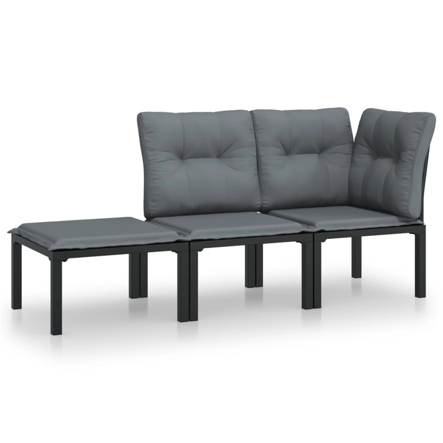 vidaXL 3-tlg Garten-Lounge-Set Schwarz und Grau Poly Rattan Modell 3 vidaXL 3-tlg Garten-Lounge-Set Schwarz und Grau Poly Rattan Modell 3 von VIDAXL