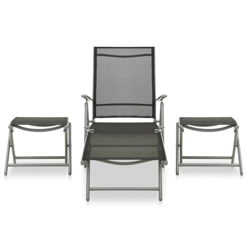 vidaXL 3-tlg Garten-Lounge-Set Textilene und Aluminium Silbern von VIDAXL
