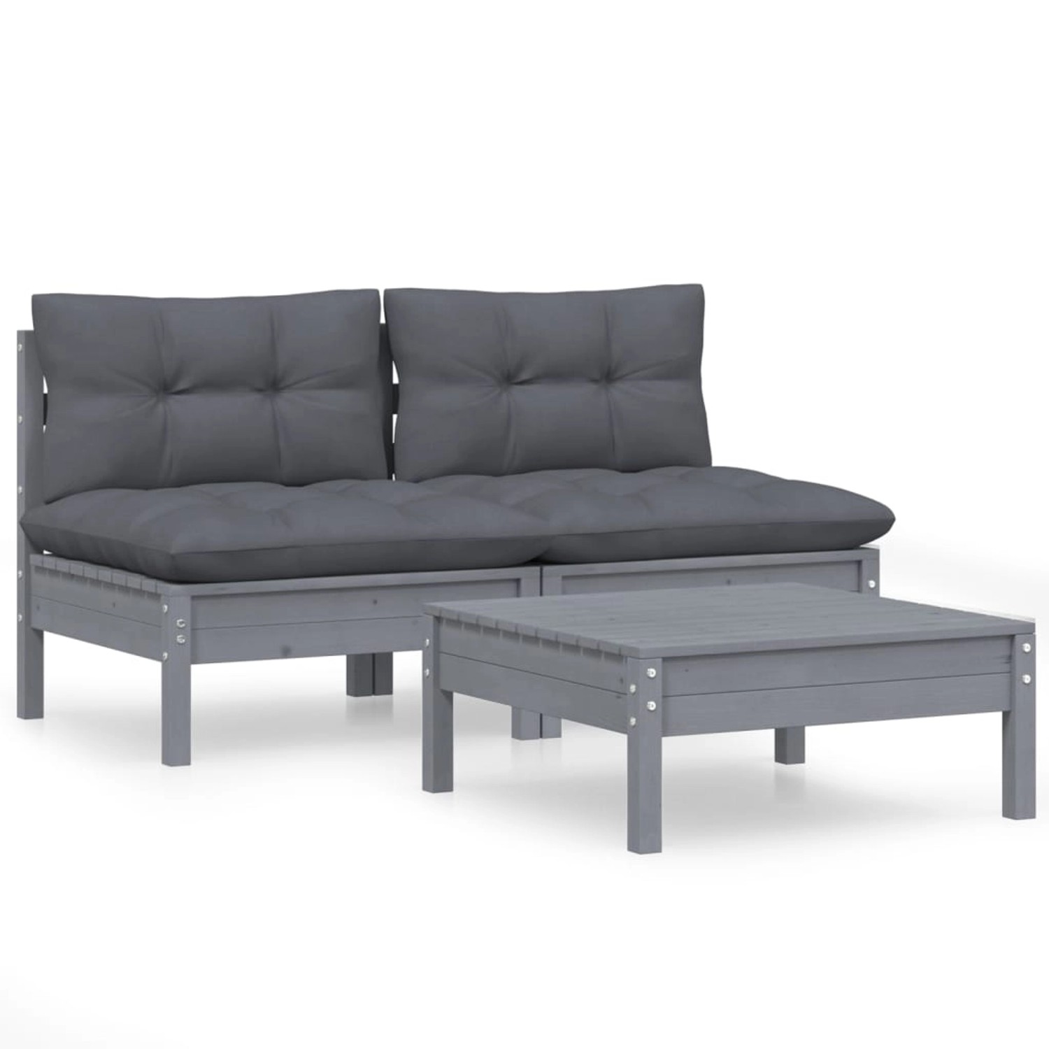 vidaXL 3-tlg Garten-Lounge-Set mit Anthrazit Kissen Kiefernholz Modell 2 vidaXL 3-tlg Garten-Lounge-Set mit Anthrazit Kissen Kiefernholz Modell 2 von VIDAXL