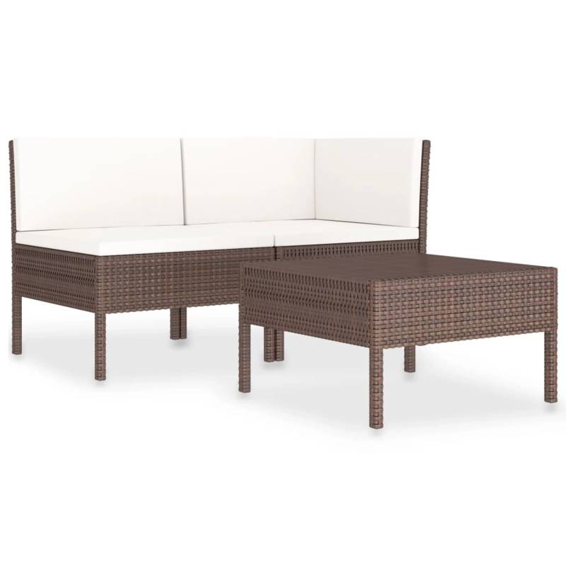 vidaXL 3-tlg Garten-Lounge-Set mit Auflagen Poly Rattan Braun Modell 4 von VIDAXL