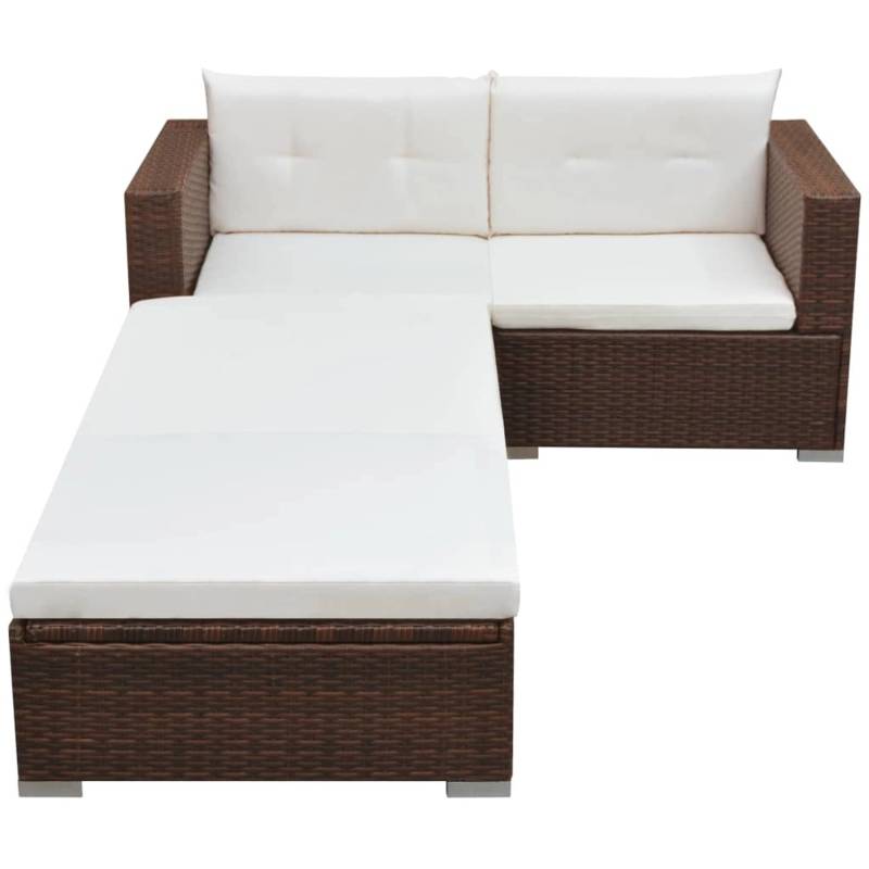 vidaXL 3-tlg Garten-Lounge-Set mit Auflagen Poly Rattan Braun Modell 7 von VIDAXL