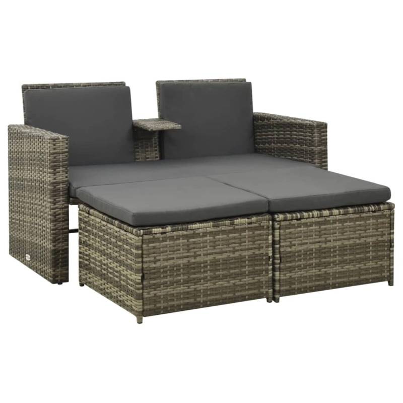 vidaXL 3-tlg Garten-Lounge-Set mit Auflagen Poly Rattan Grau Modell 3 von VIDAXL