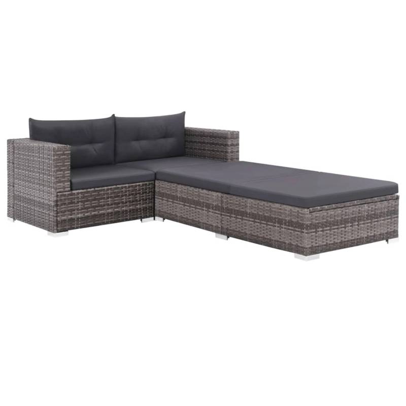 vidaXL 3-tlg Garten-Lounge-Set mit Auflagen Poly Rattan Grau Modell 5 von VIDAXL
