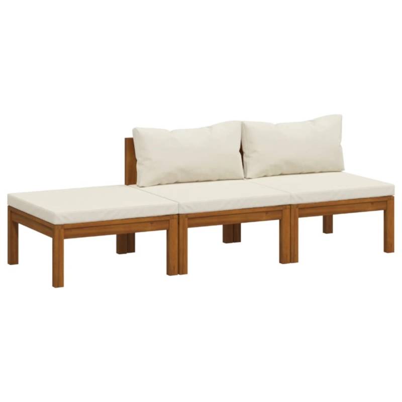 vidaXL 3-tlg Garten-Lounge-Set mit Creme Kissen Massivholz Akazie Modell 1 von VIDAXL