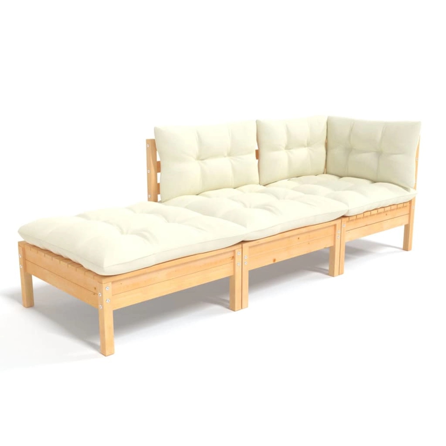 vidaXL 3-tlg Garten-Lounge-Set mit Creme Kissen Massivholz Kiefer vidaXL 3-tlg Garten-Lounge-Set mit Creme Kissen Massivholz Kiefer von VIDAXL