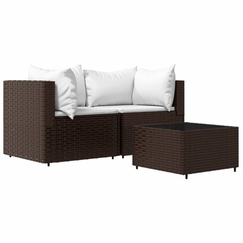 vidaXL 3-tlg Garten-Lounge-Set mit Kissen Braun Poly Rattan Modell 4 von VIDAXL