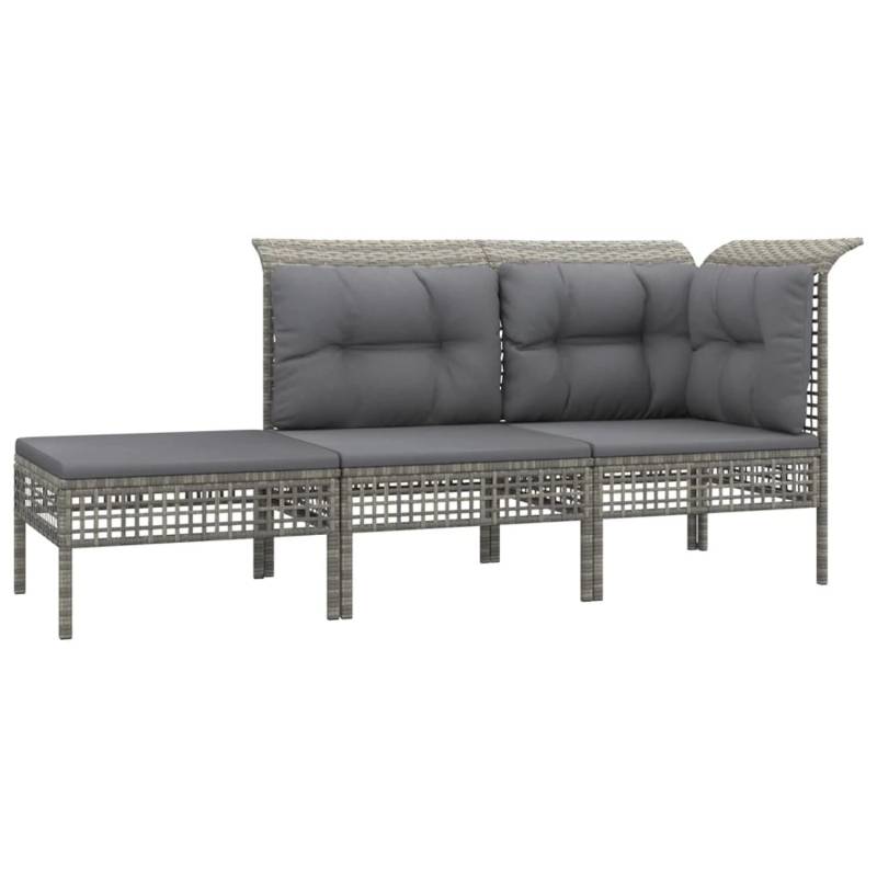 vidaXL 3-tlg Garten-Lounge-Set mit Kissen Grau Poly Rattan Modell 18 von VIDAXL