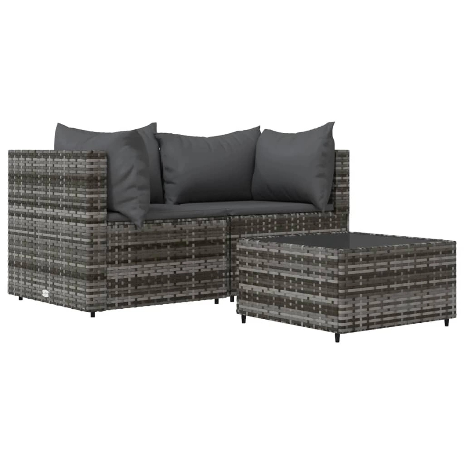 vidaXL 3-tlg Garten-Lounge-Set mit Kissen Grau Poly Rattan Modell 7 vidaXL 3-tlg Garten-Lounge-Set mit Kissen Grau Poly Rattan Modell 7 von VIDAXL