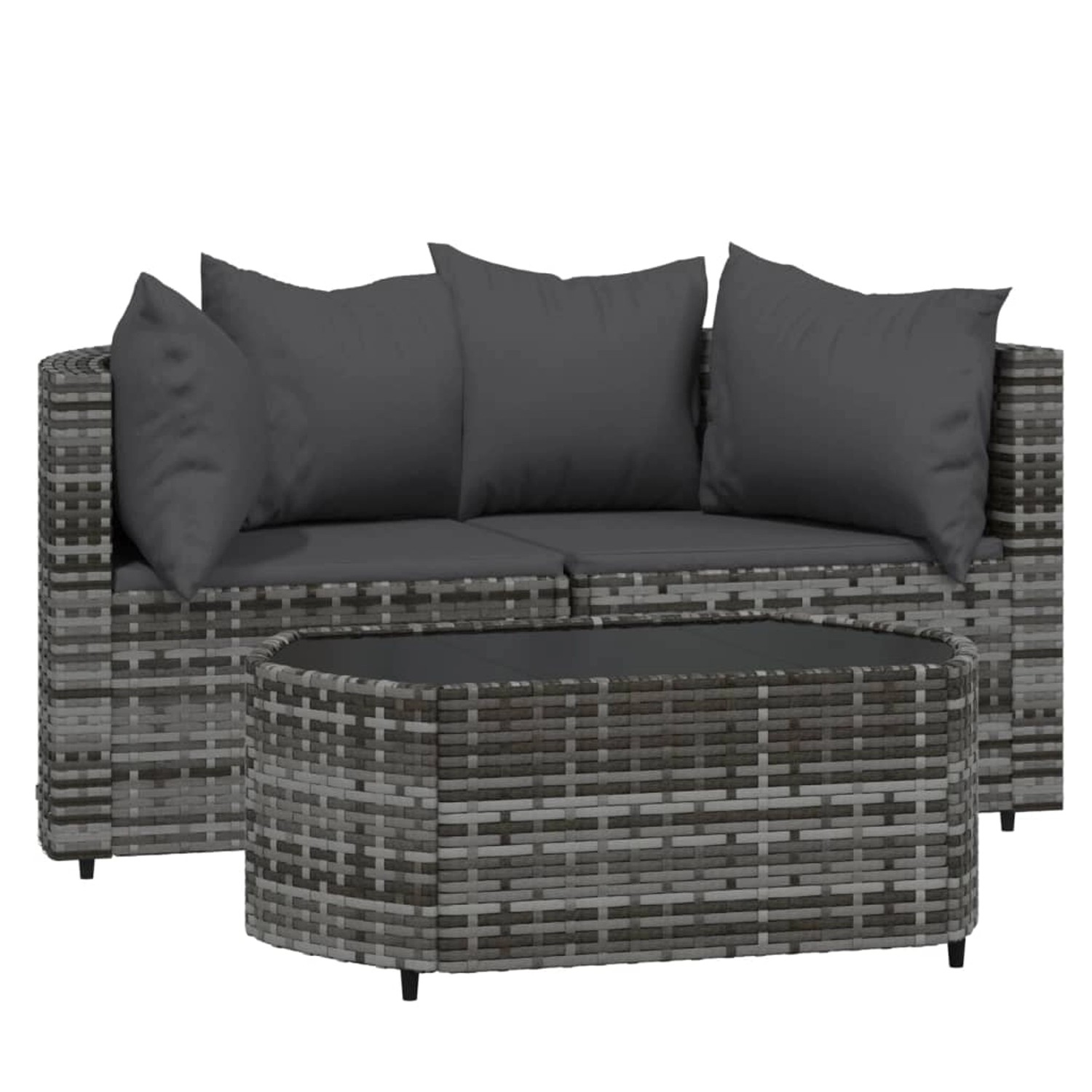 vidaXL 3-tlg Garten-Lounge-Set mit Kissen Grau Poly Rattan Modell 8 vidaXL 3-tlg Garten-Lounge-Set mit Kissen Grau Poly Rattan Modell 8 von VIDAXL
