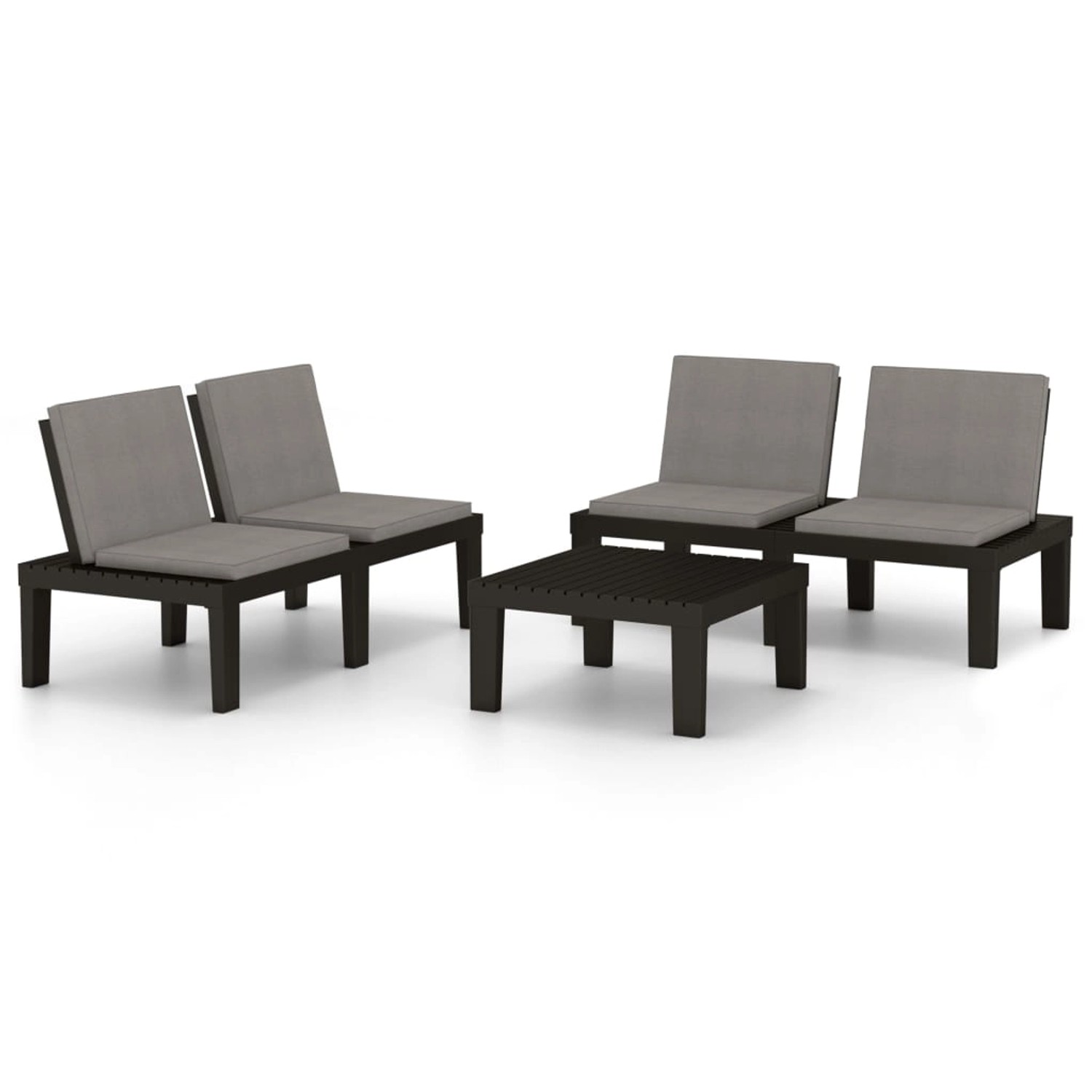 vidaXL 3-tlg Garten-Lounge-Set mit Kissen Kunststoff Grau vidaXL 3-tlg Garten-Lounge-Set mit Kissen Kunststoff Grau von VIDAXL