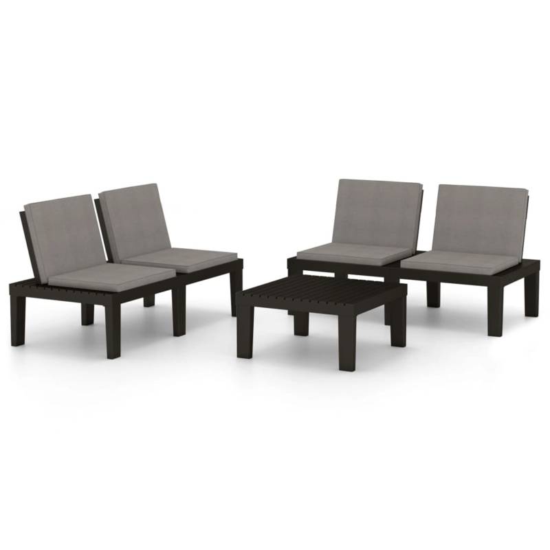 vidaXL 3-tlg Garten-Lounge-Set mit Kissen Kunststoff Grau von VIDAXL