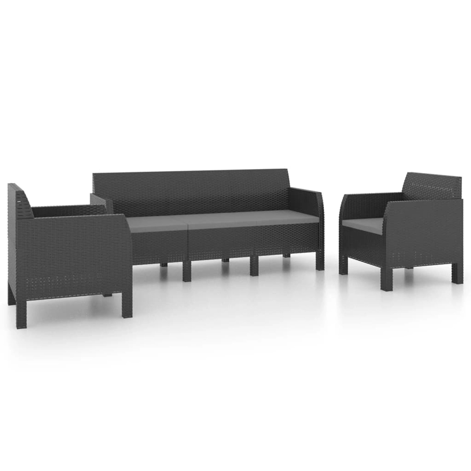 vidaXL 3-tlg Garten-Lounge-Set mit Kissen PP Rattan Anthrazit Modell 3 vidaXL 3-tlg Garten-Lounge-Set mit Kissen PP Rattan Anthrazit Modell 3 von VIDAXL