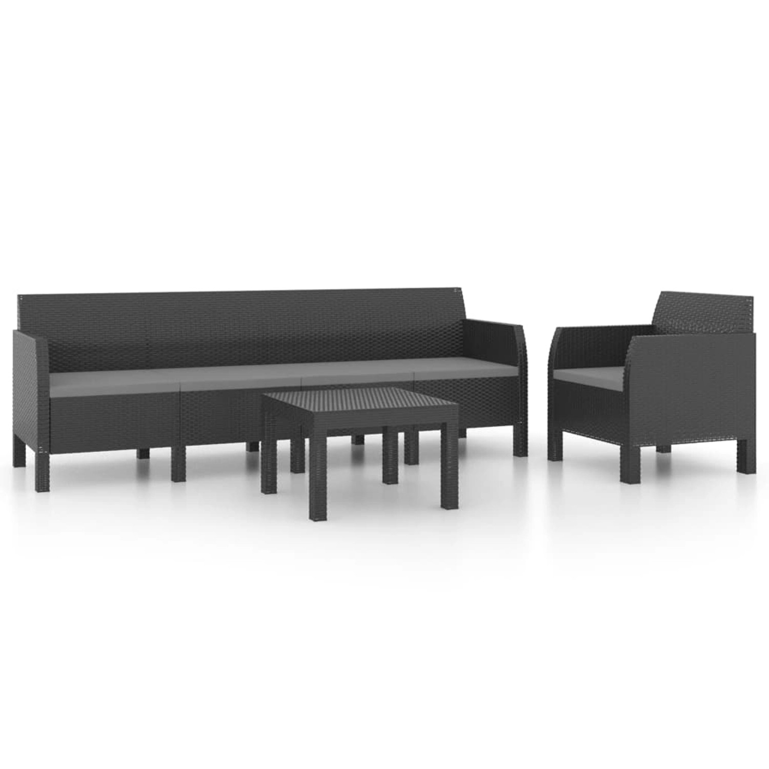 vidaXL 3-tlg Garten-Lounge-Set mit Kissen PP Rattan Anthrazit Modell 4 vidaXL 3-tlg Garten-Lounge-Set mit Kissen PP Rattan Anthrazit Modell 4 von VIDAXL