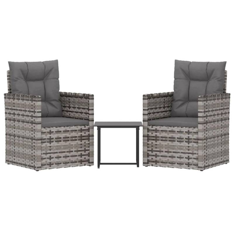 vidaXL 3-tlg Garten-Lounge-Set mit Kissen Poly Rattan Grau Modell 11 von VIDAXL