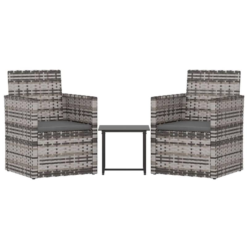 vidaXL 3-tlg Garten-Lounge-Set mit Kissen Poly Rattan Grau Modell 12 von VIDAXL