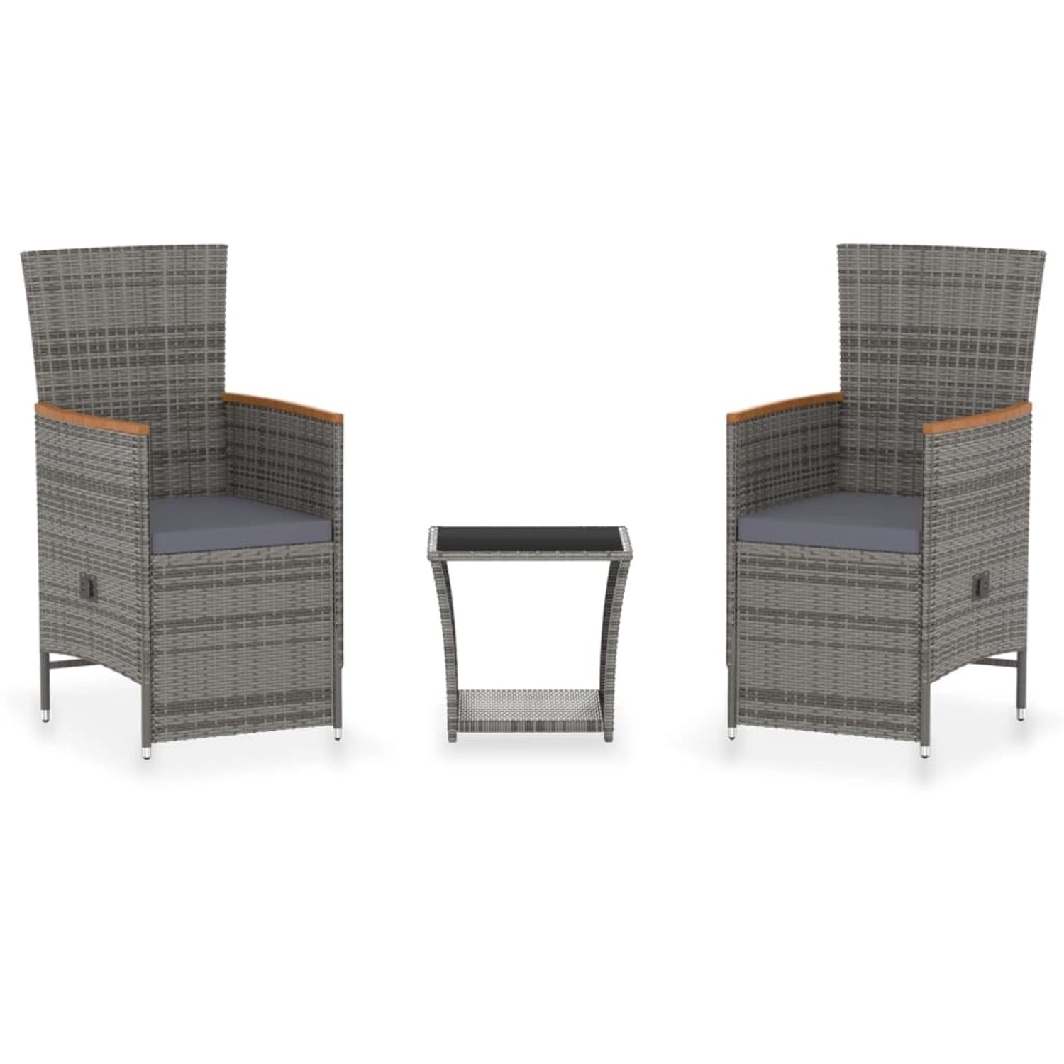 vidaXL 3-tlg Garten-Lounge-Set mit Kissen Poly Rattan Grau Modell 3 vidaXL 3-tlg Garten-Lounge-Set mit Kissen Poly Rattan Grau Modell 3 von VIDAXL