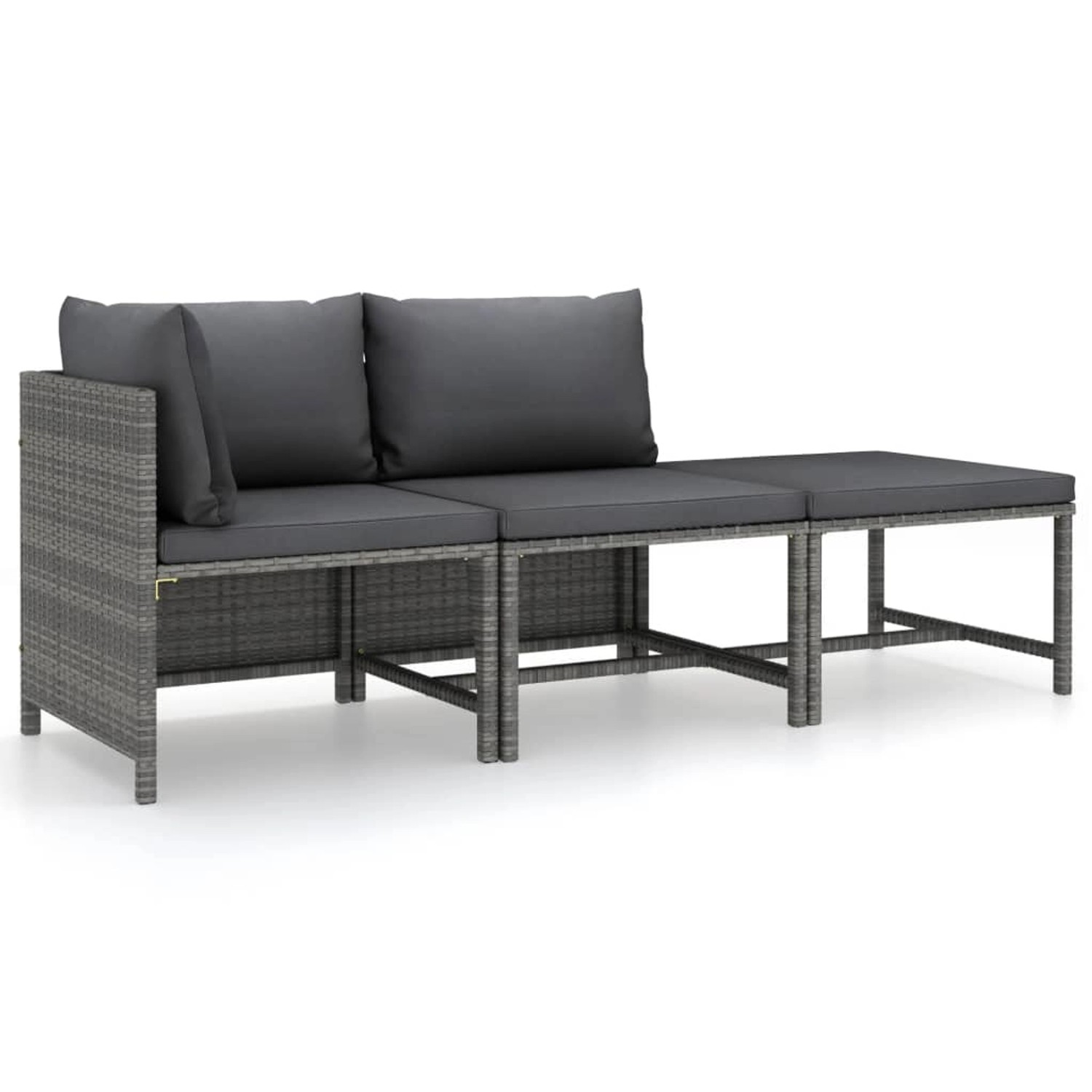 vidaXL 3-tlg Garten-Lounge-Set mit Kissen Poly Rattan Grau Modell 7 vidaXL 3-tlg Garten-Lounge-Set mit Kissen Poly Rattan Grau Modell 7 von VIDAXL