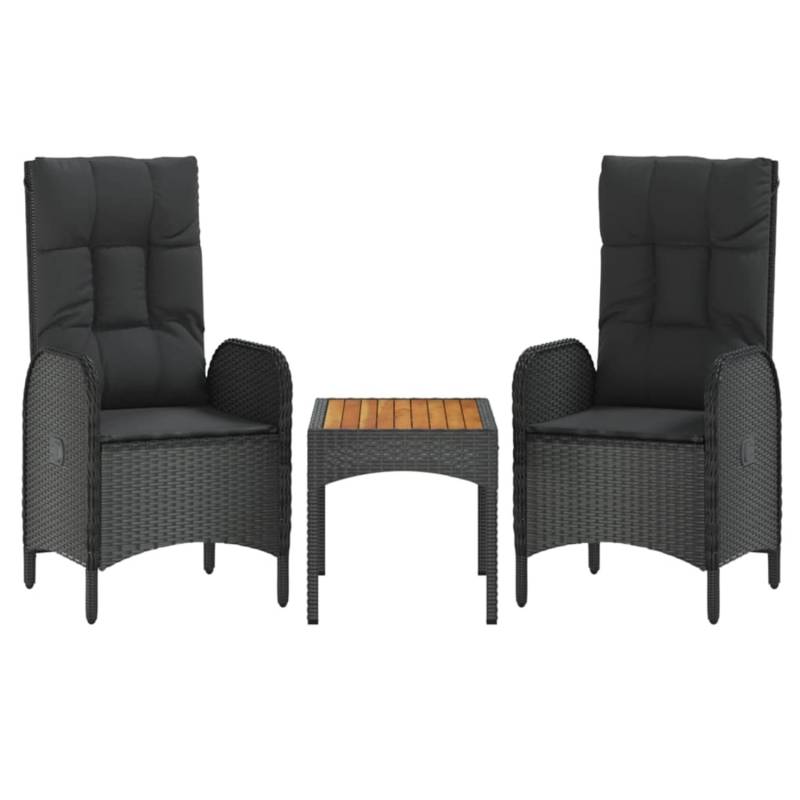 vidaXL 3-tlg Garten-Lounge-Set mit Kissen Schwarz Poly Rattan Modell 3 von VIDAXL