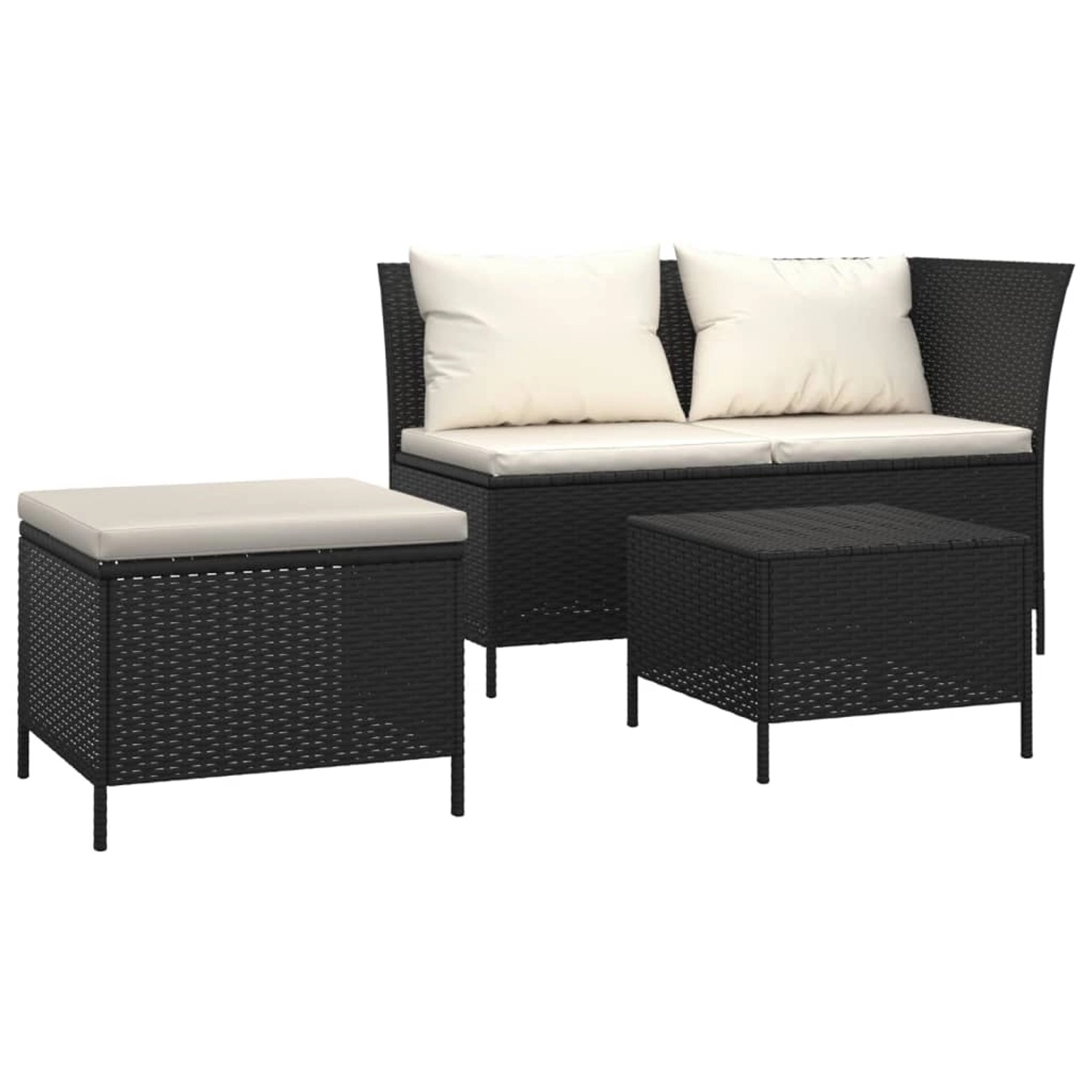 vidaXL 3-tlg Garten-Lounge-Set mit Kissen Schwarz Poly Rattan Modell 5 vidaXL 3-tlg Garten-Lounge-Set mit Kissen Schwarz Poly Rattan Modell 5 von VIDAXL