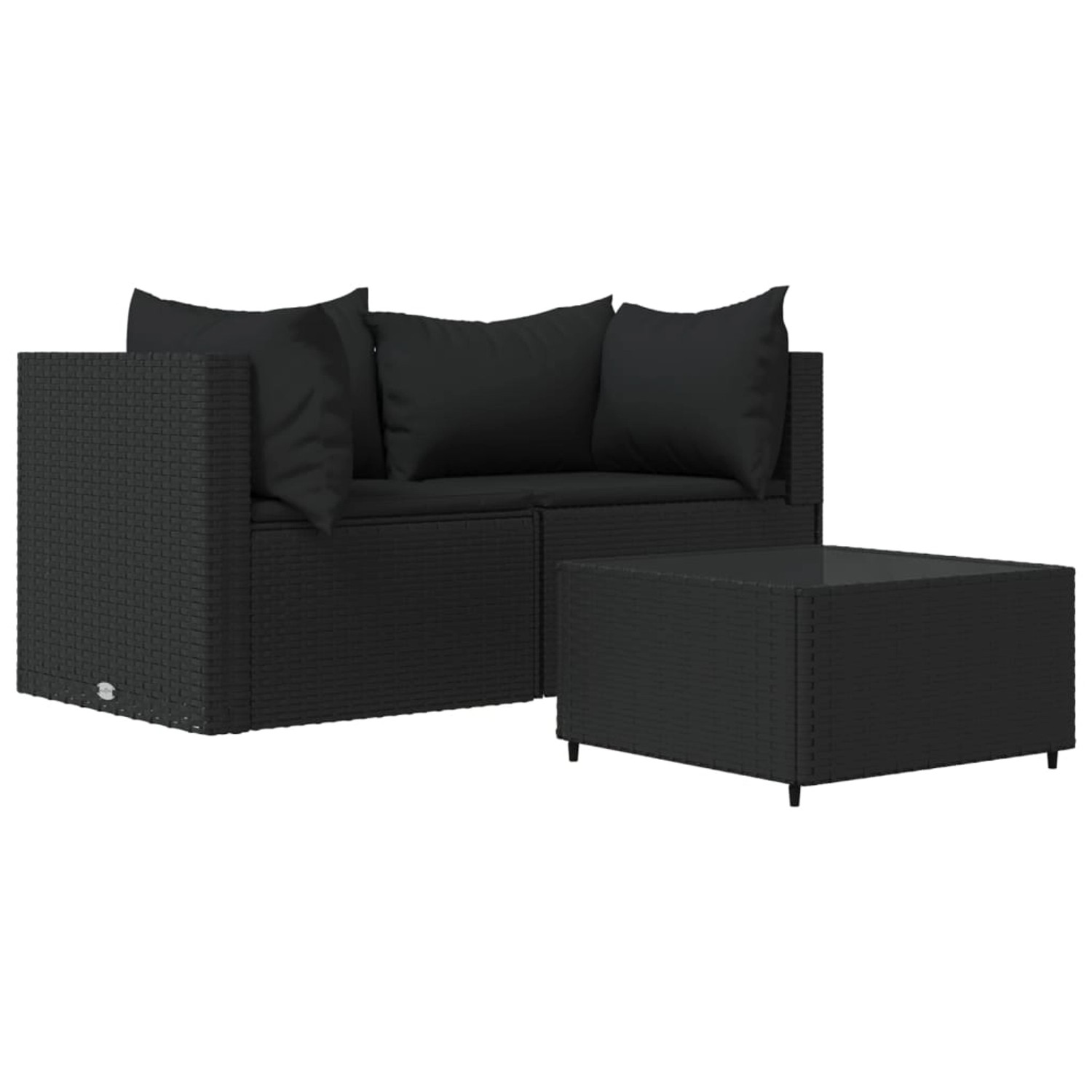 vidaXL 3-tlg Garten-Lounge-Set mit Kissen Schwarz Poly Rattan Modell 6 vidaXL 3-tlg Garten-Lounge-Set mit Kissen Schwarz Poly Rattan Modell 6 von VIDAXL