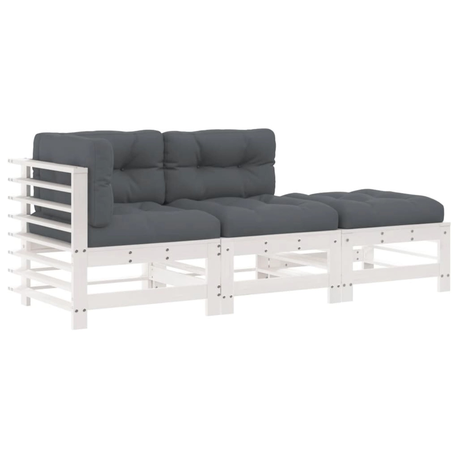 vidaXL 3-tlg Garten-Lounge-Set mit Kissen Weiß Massivholz vidaXL 3-tlg Garten-Lounge-Set mit Kissen Weiß Massivholz von VIDAXL