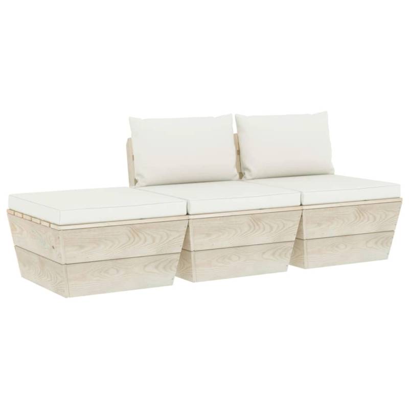 vidaXL 3-tlg Garten-Sofagarnitur aus Paletten mit Kissen Fichtenholz Modell 3 von VIDAXL