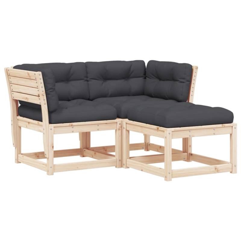 vidaXL 3-tlg Garten-Sofagarnitur mit Kissen Massivholz Kiefer von VIDAXL