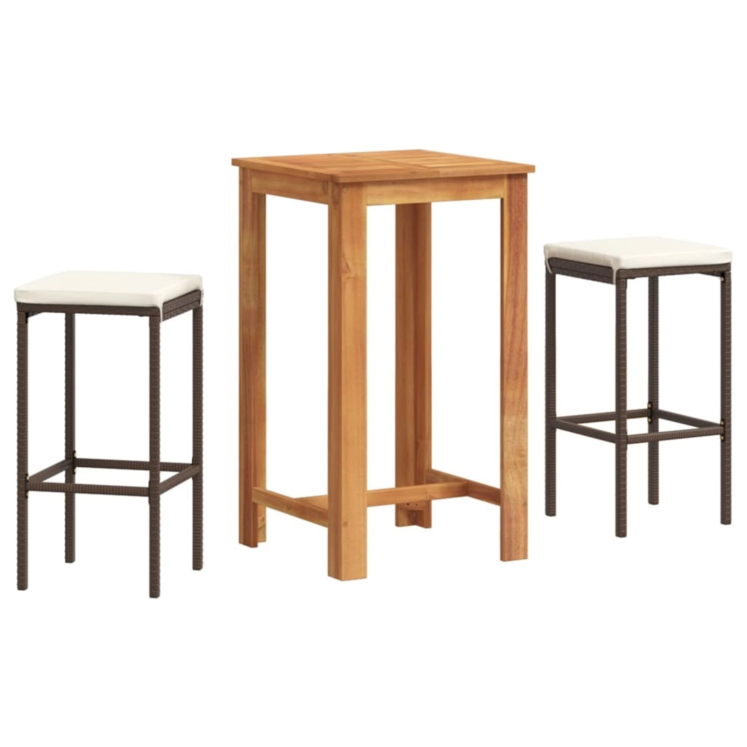 vidaXL 3-tlg Gartenbar-Set Braun Massivholz Akazie und Poly Rattan vidaXL 3-tlg Gartenbar-Set Braun Massivholz Akazie und Poly Rattan von VIDAXL