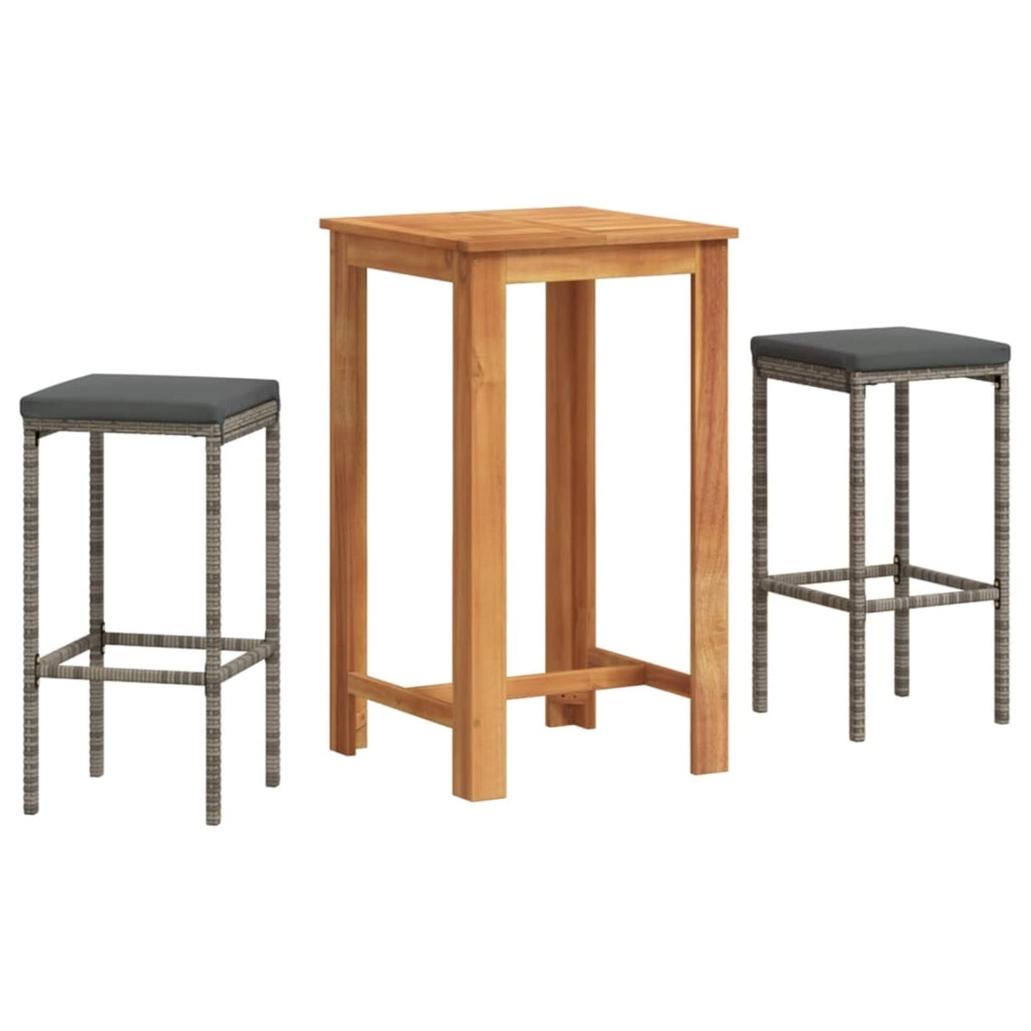 vidaXL 3-tlg Gartenbar-Set Grau Massivholz Akazie und Poly Rattan Modell 1 vidaXL 3-tlg Gartenbar-Set Grau Massivholz Akazie und Poly Rattan Modell 1 von VIDAXL