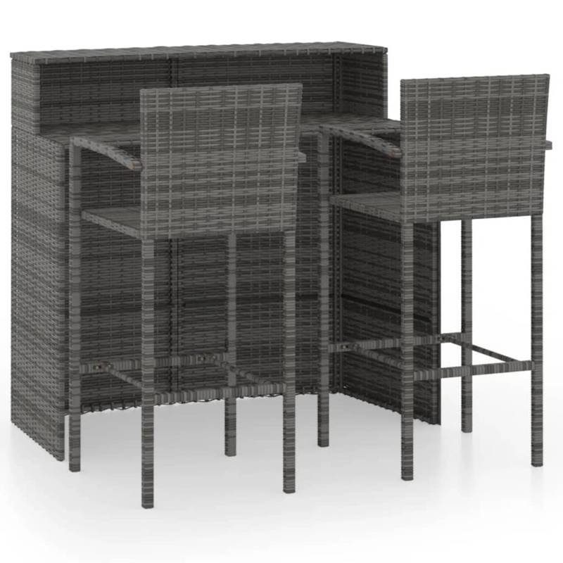 vidaXL 3-tlg Gartenbar-Set Grau Modell 3 von VIDAXL