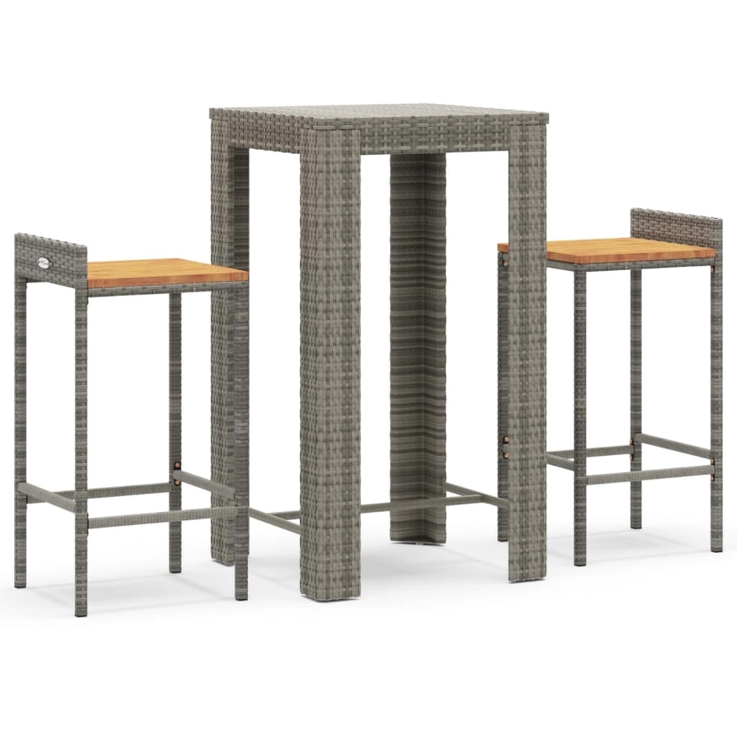 vidaXL 3-tlg Gartenbar-Set Grau Poly Rattan & Massivholz Akazie Modell 1 vidaXL 3-tlg Gartenbar-Set Grau Poly Rattan & Massivholz Akazie Modell 1 von VIDAXL