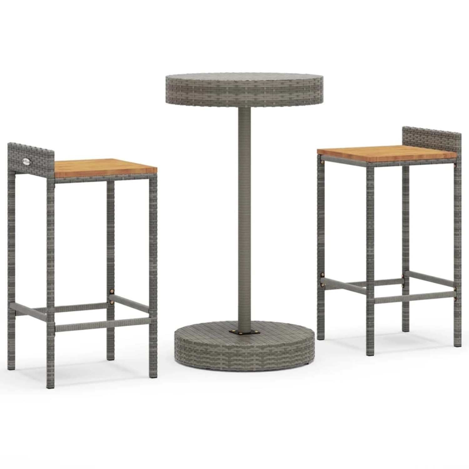 vidaXL 3-tlg Gartenbar-Set Grau Poly Rattan & Massivholz Akazie Modell 5 vidaXL 3-tlg Gartenbar-Set Grau Poly Rattan & Massivholz Akazie Modell 5 von VIDAXL