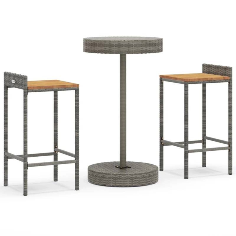 vidaXL 3-tlg Gartenbar-Set Grau Poly Rattan & Massivholz Akazie Modell 5 von VIDAXL