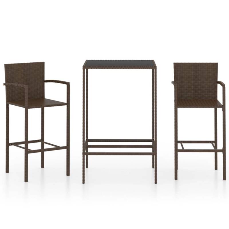 vidaXL 3-tlg Gartenbar-Set Poly Rattan Braun von VIDAXL
