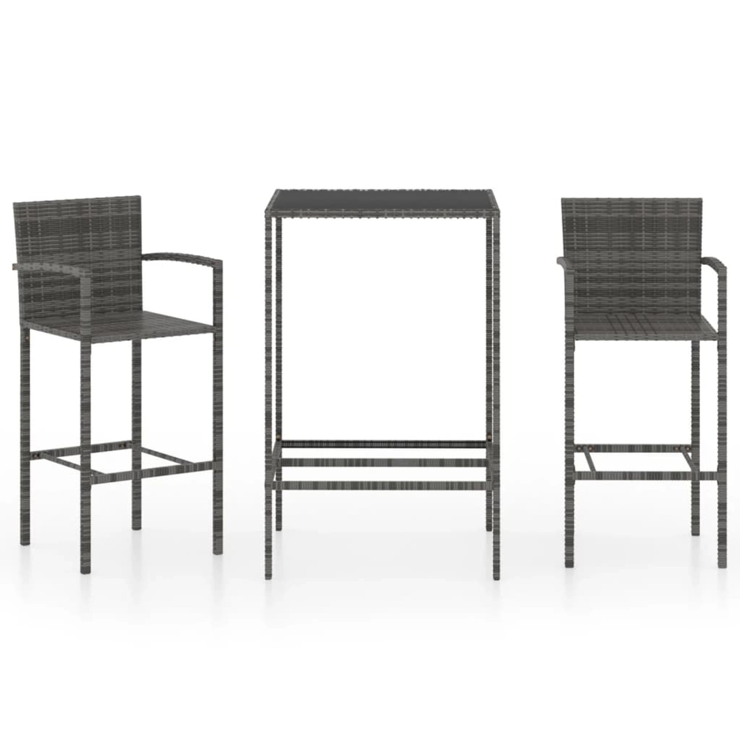 vidaXL 3-tlg Gartenbar-Set Poly Rattan Grau vidaXL 3-tlg Gartenbar-Set Poly Rattan Grau von VIDAXL
