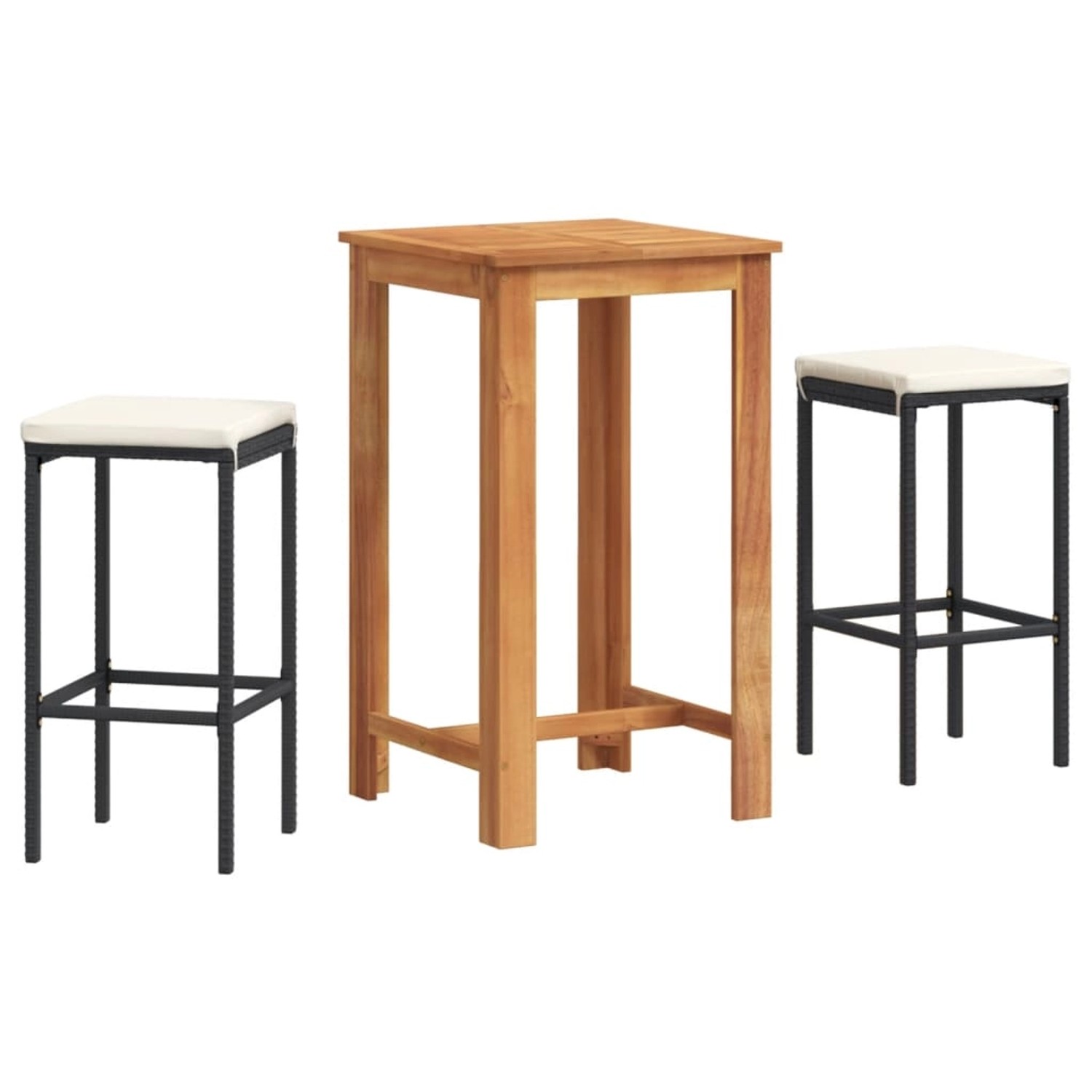 vidaXL 3-tlg Gartenbar-Set Schwarz Massivholz Akazie und Poly Rattan vidaXL 3-tlg Gartenbar-Set Schwarz Massivholz Akazie und Poly Rattan von VIDAXL