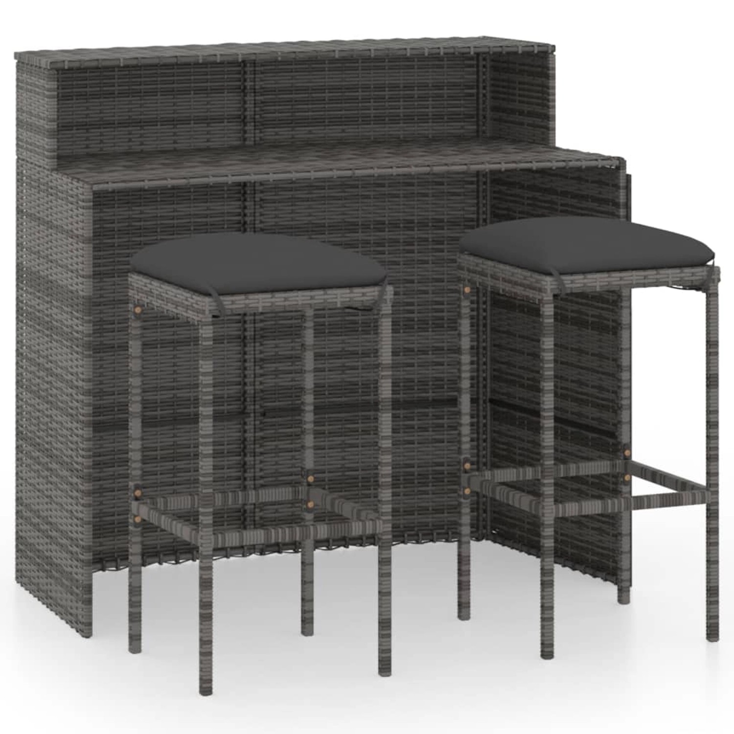 vidaXL 3-tlg Gartenbar-Set mit Kissen Grau Modell 1 vidaXL 3-tlg Gartenbar-Set mit Kissen Grau Modell 1 von VIDAXL