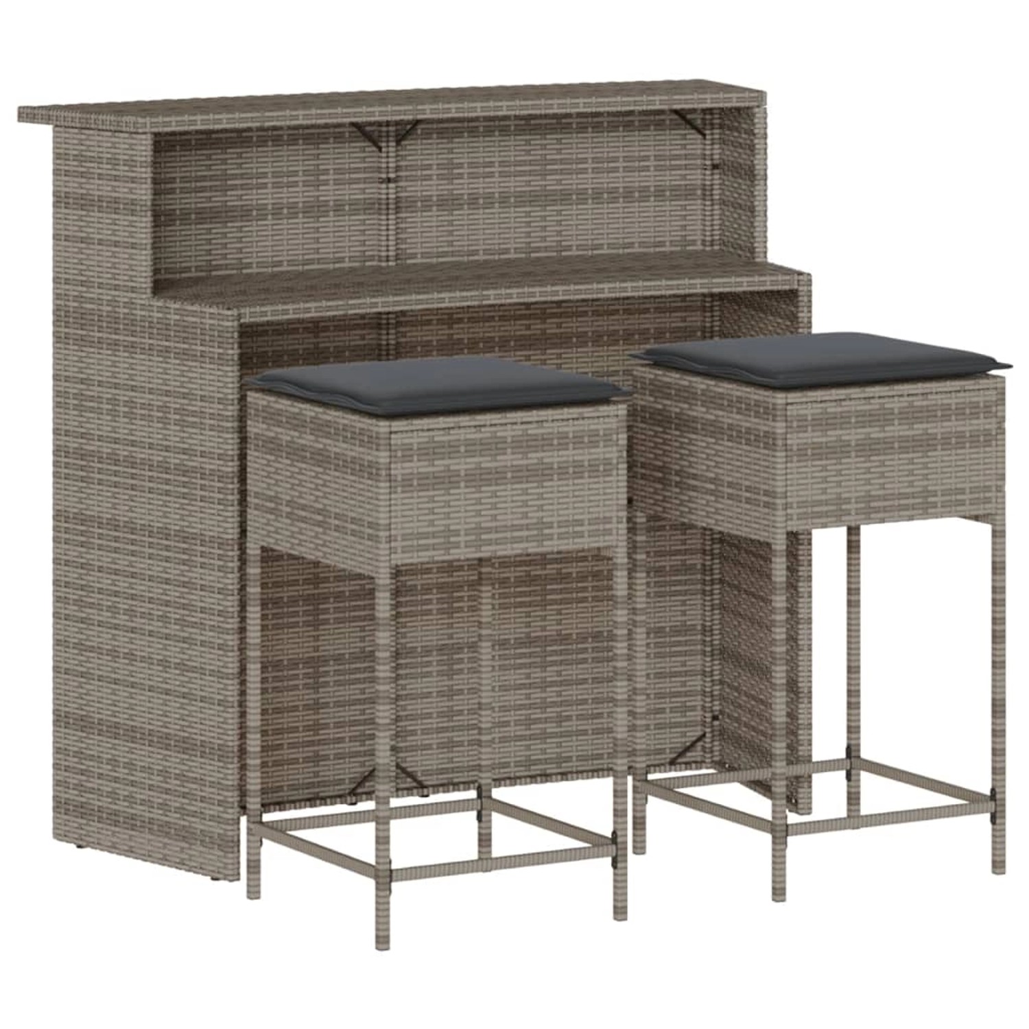 vidaXL 3-tlg Gartenbar-Set mit Kissen Grau Poly Rattan Modell 1 vidaXL 3-tlg Gartenbar-Set mit Kissen Grau Poly Rattan Modell 1 von VIDAXL