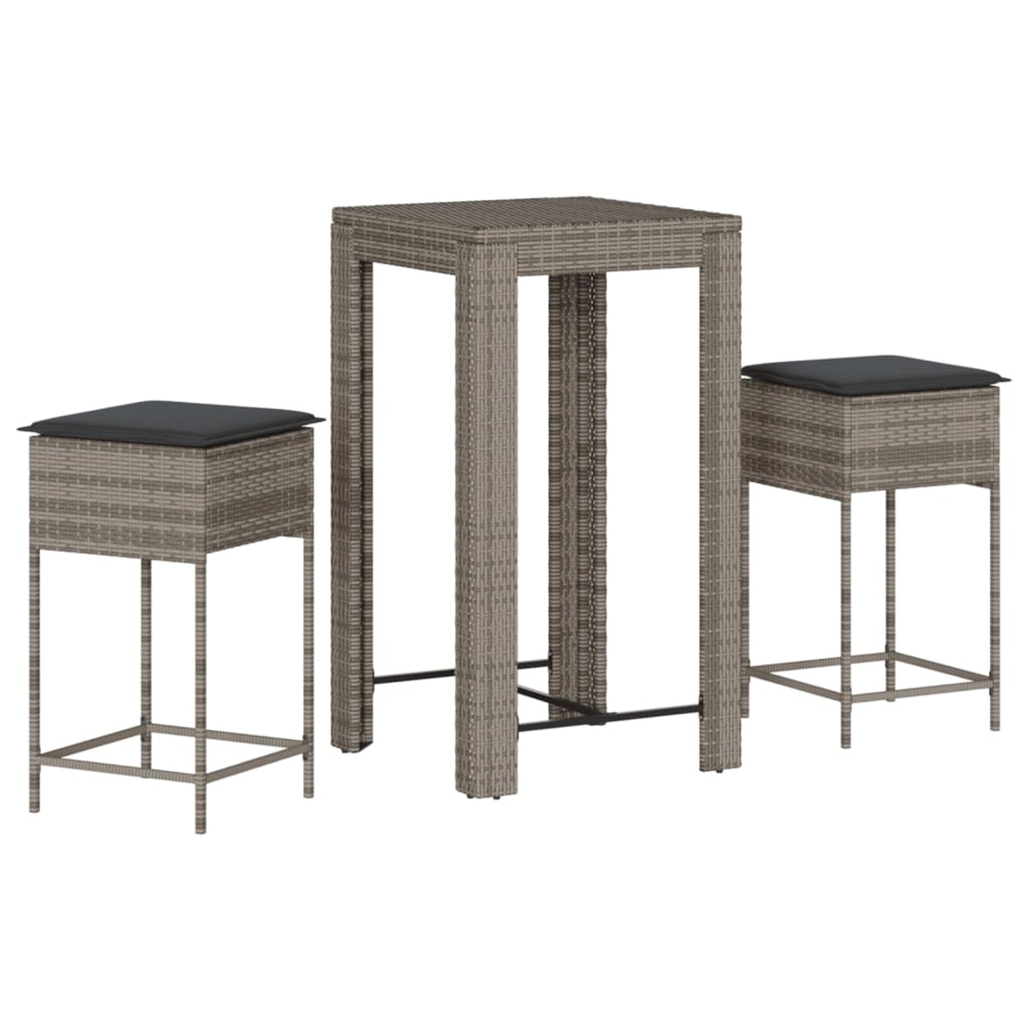 vidaXL 3-tlg Gartenbar-Set mit Kissen Grau Poly Rattan Modell 6 vidaXL 3-tlg Gartenbar-Set mit Kissen Grau Poly Rattan Modell 6 von VIDAXL