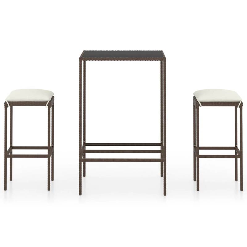 vidaXL 3-tlg Gartenbar-Set mit Kissen Poly Rattan Braun Modell 3 von VIDAXL