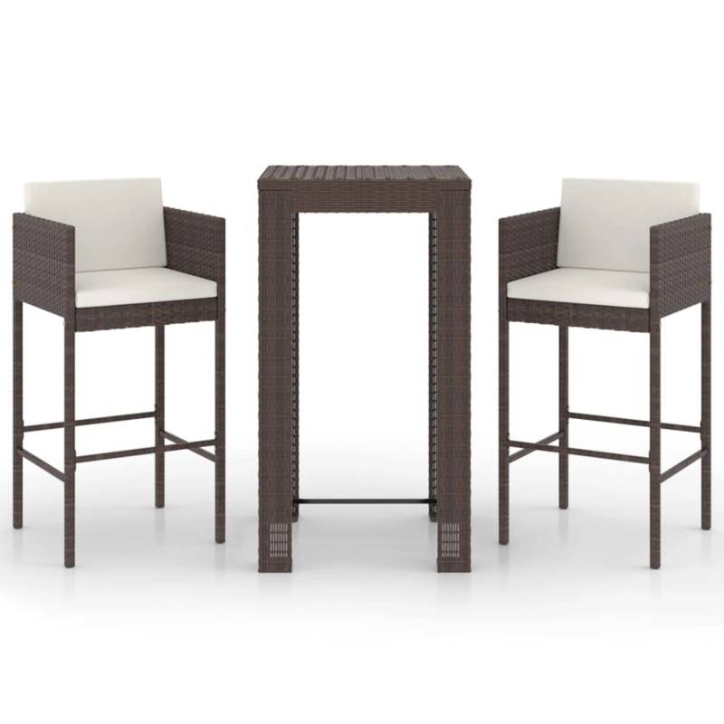 vidaXL 3-tlg Gartenbar-Set mit Kissen Poly Rattan Braun Modell 5 von VIDAXL