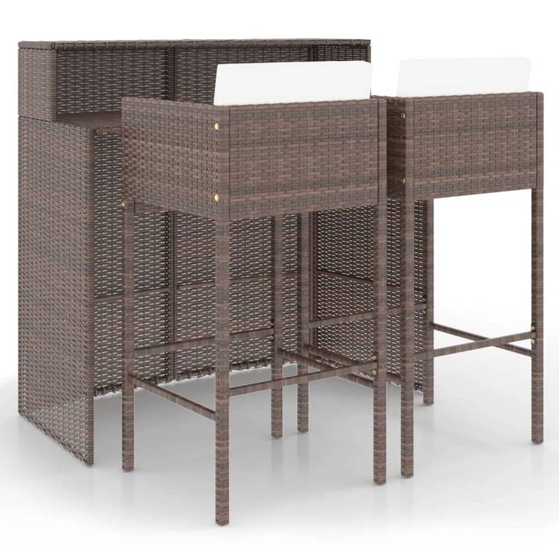 vidaXL 3-tlg Gartenbar-Set mit Kissen Poly Rattan Braun Modell 7 von VIDAXL