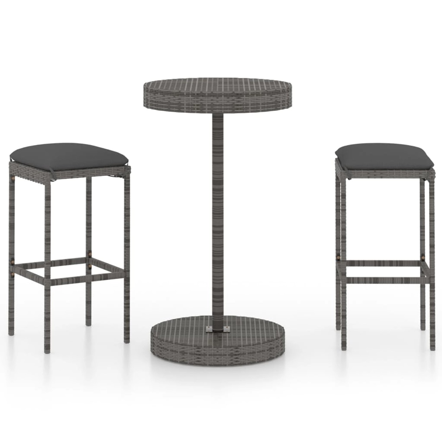 vidaXL 3-tlg Gartenbar-Set mit Kissen Poly Rattan Grau Modell 1 vidaXL 3-tlg Gartenbar-Set mit Kissen Poly Rattan Grau Modell 1 von VIDAXL