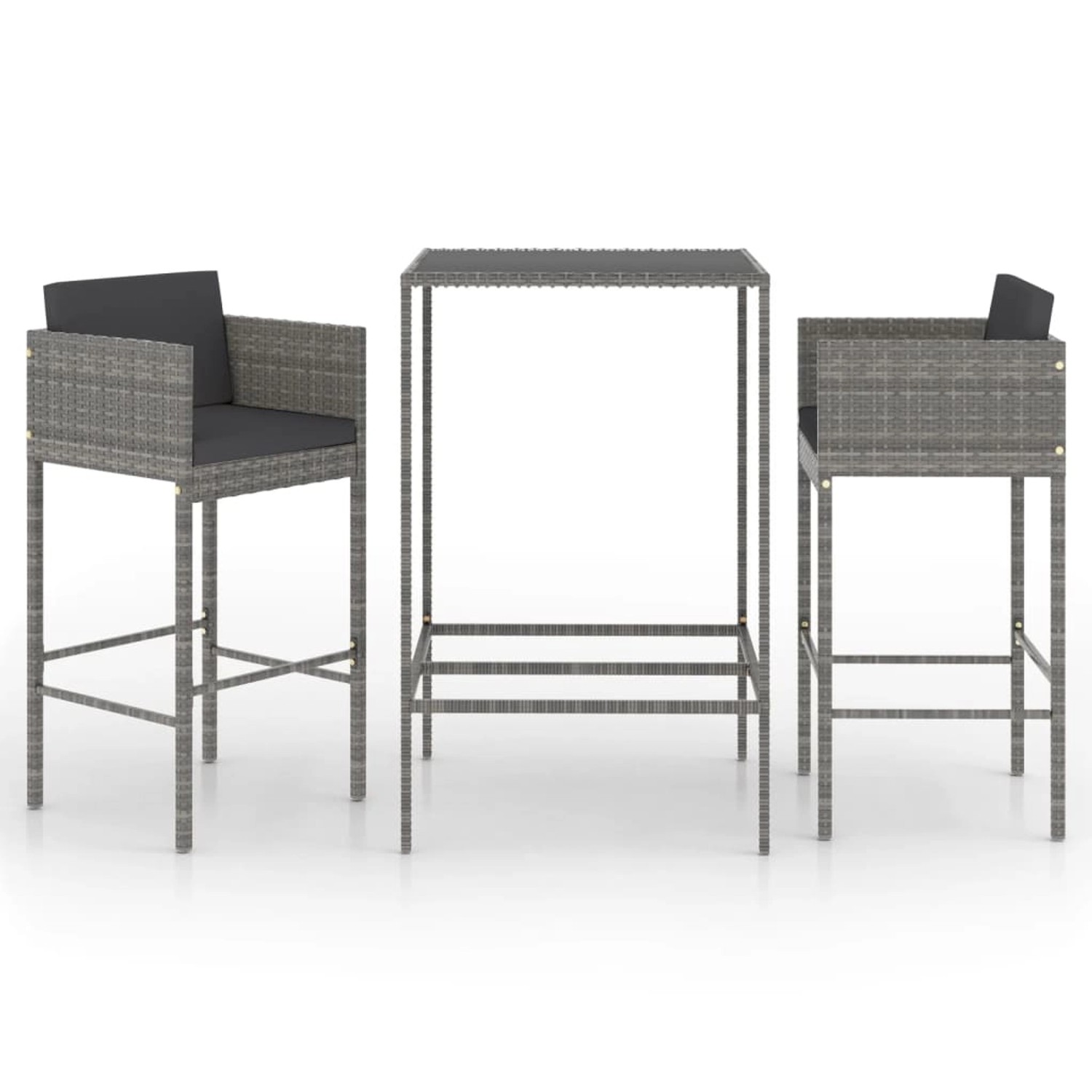 vidaXL 3-tlg Gartenbar-Set mit Kissen Poly Rattan Grau Modell 11 vidaXL 3-tlg Gartenbar-Set mit Kissen Poly Rattan Grau Modell 11 von VIDAXL