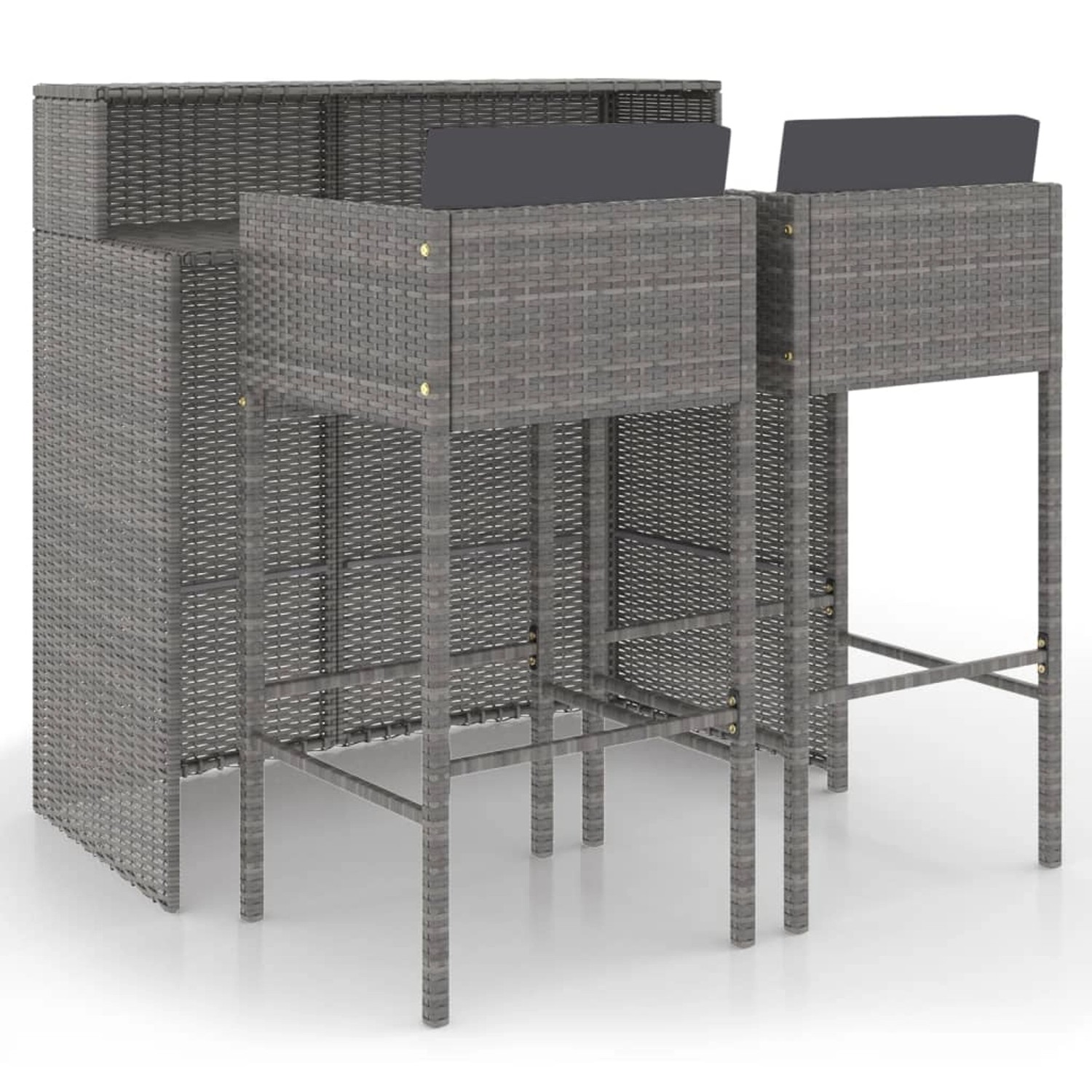 vidaXL 3-tlg Gartenbar-Set mit Kissen Poly Rattan Grau Modell 14 vidaXL 3-tlg Gartenbar-Set mit Kissen Poly Rattan Grau Modell 14 von VIDAXL