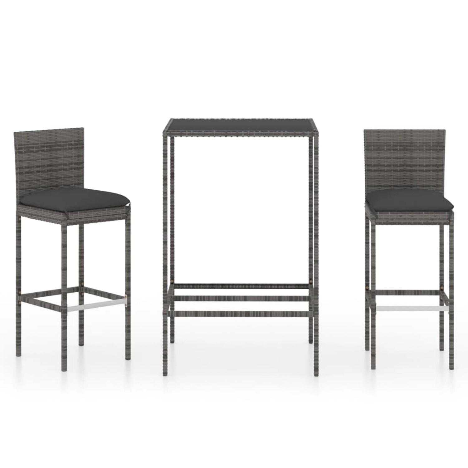 vidaXL 3-tlg Gartenbar-Set mit Kissen Poly Rattan Grau Modell 6 vidaXL 3-tlg Gartenbar-Set mit Kissen Poly Rattan Grau Modell 6 von VIDAXL