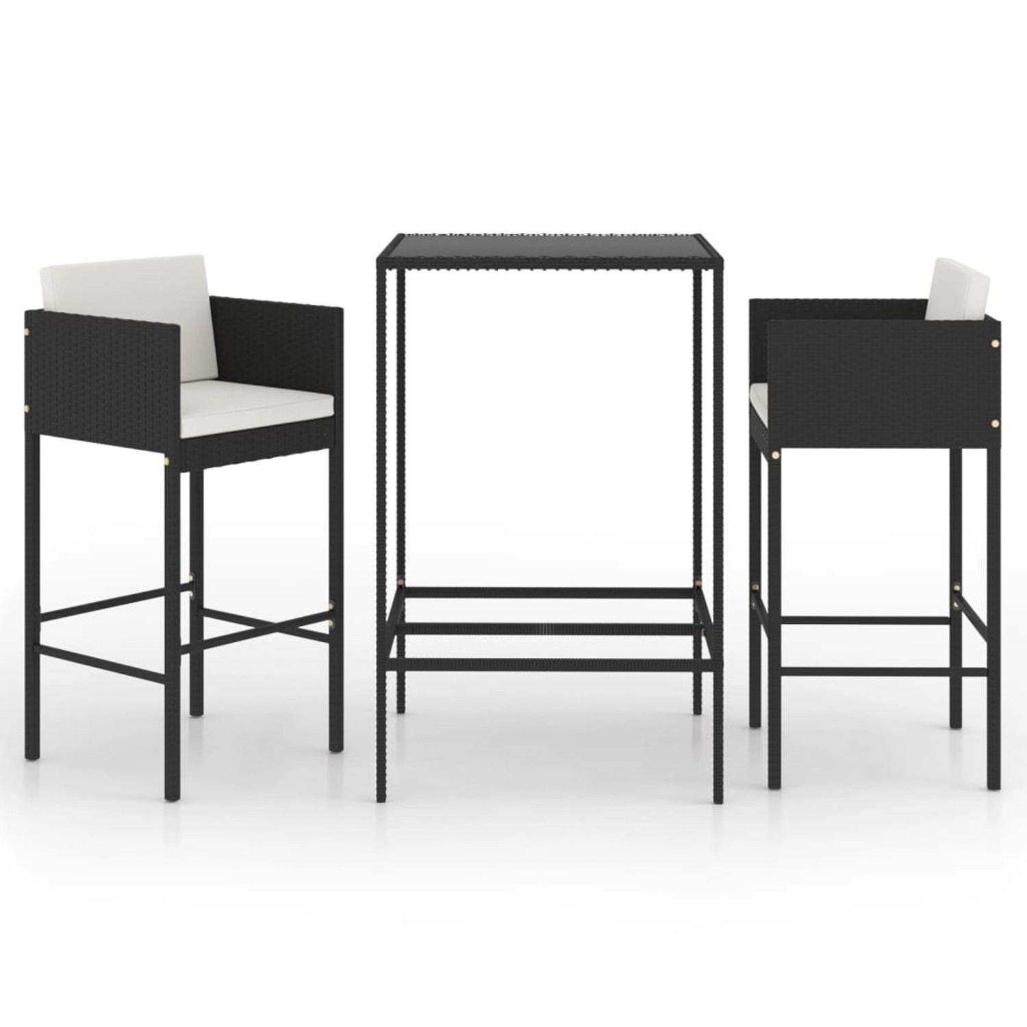 vidaXL 3-tlg Gartenbar-Set mit Kissen Poly Rattan Schwarz Modell 11 vidaXL 3-tlg Gartenbar-Set mit Kissen Poly Rattan Schwarz Modell 11 von VIDAXL