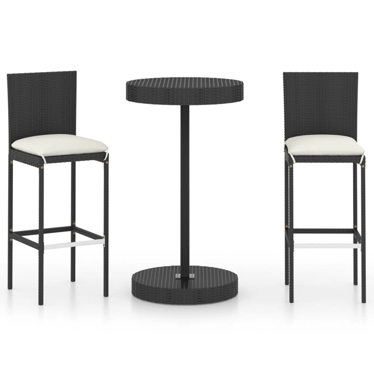 vidaXL 3-tlg Gartenbar-Set mit Kissen Poly Rattan Schwarz Modell 2 vidaXL 3-tlg Gartenbar-Set mit Kissen Poly Rattan Schwarz Modell 2 von VIDAXL