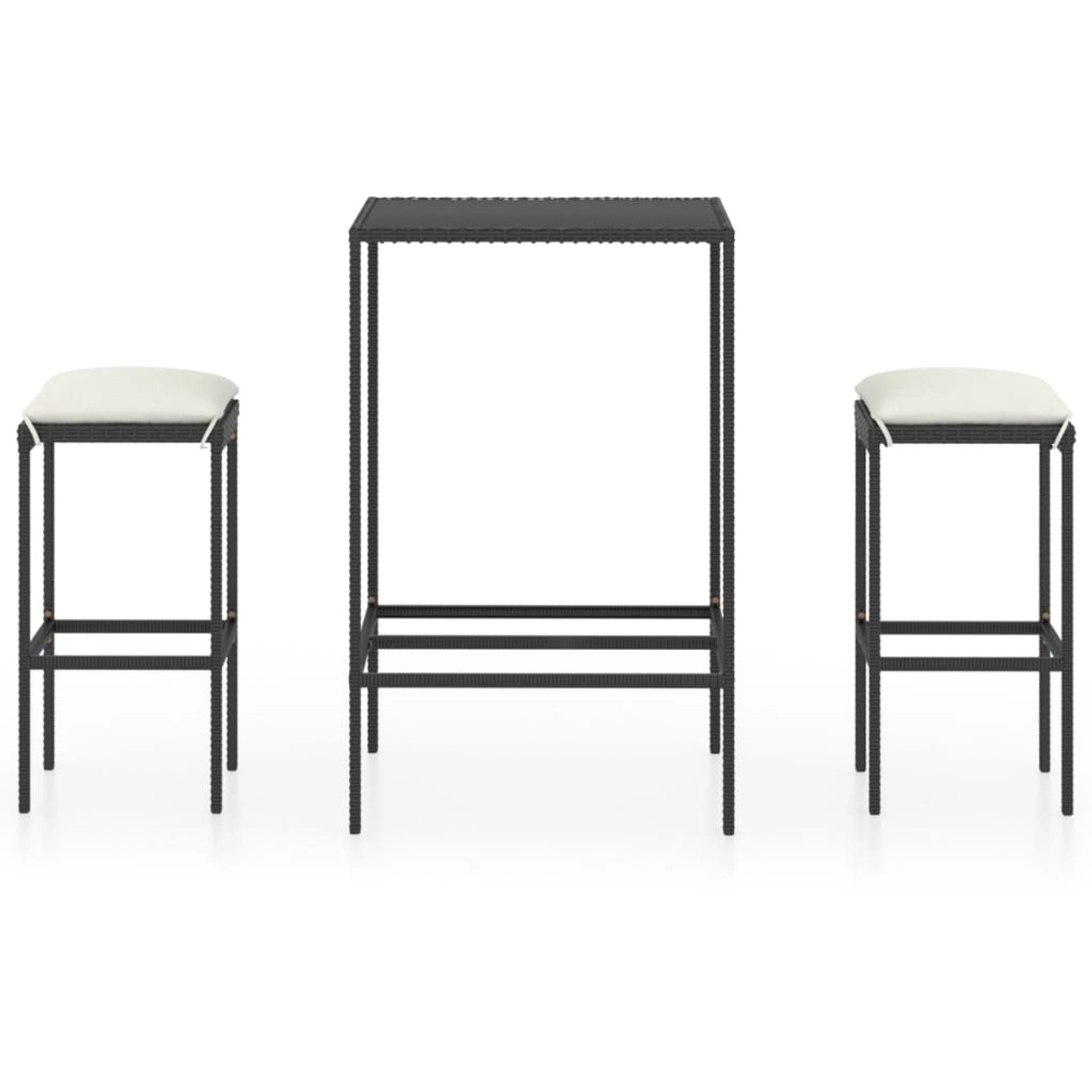 vidaXL 3-tlg Gartenbar-Set mit Kissen Poly Rattan Schwarz Modell 5 vidaXL 3-tlg Gartenbar-Set mit Kissen Poly Rattan Schwarz Modell 5 von VIDAXL