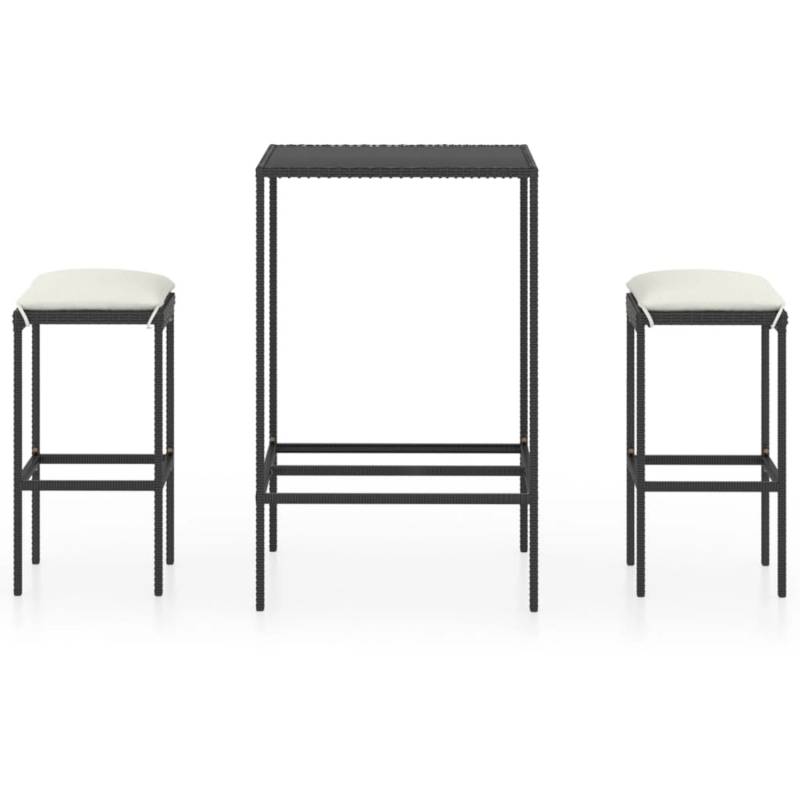 vidaXL 3-tlg Gartenbar-Set mit Kissen Poly Rattan Schwarz Modell 5 von VIDAXL